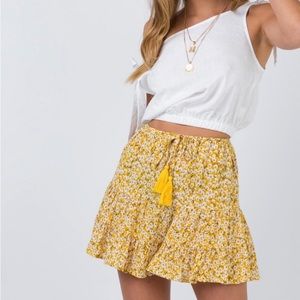 Princess Polly Yellow Floral Skirt